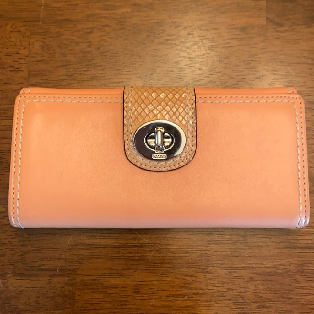 Coach leather peach wallet